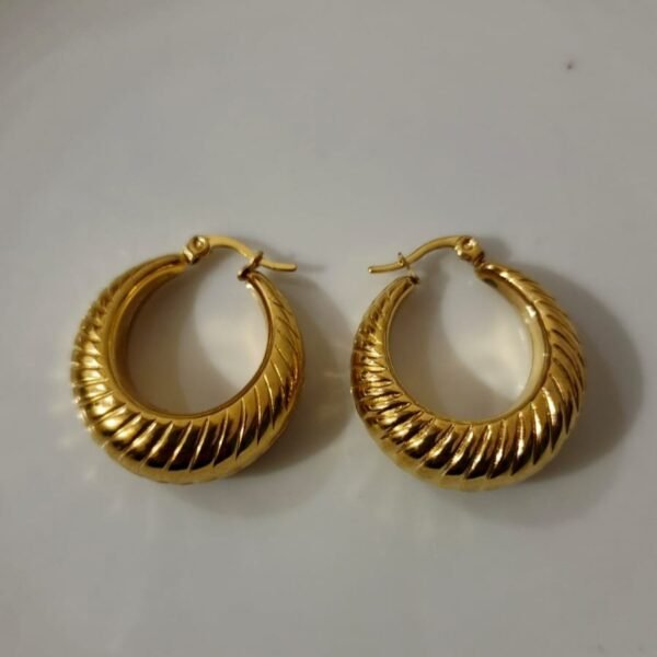 MFHE-12B-Textured Hoop Earrings - Image 2