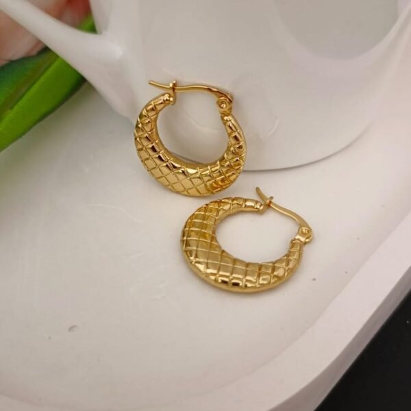 MFHE-12-Textured Hoop Earrings - Image 2