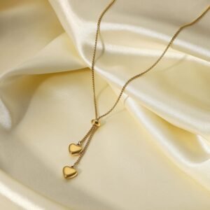 MFH-NP-01-Gold Chain Necklace with Heart Pendants