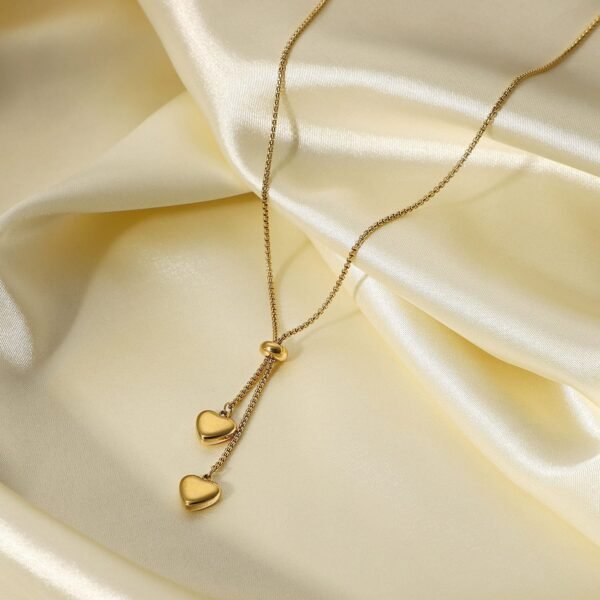 MFH-NP-01-Gold Chain Necklace with Heart Pendants