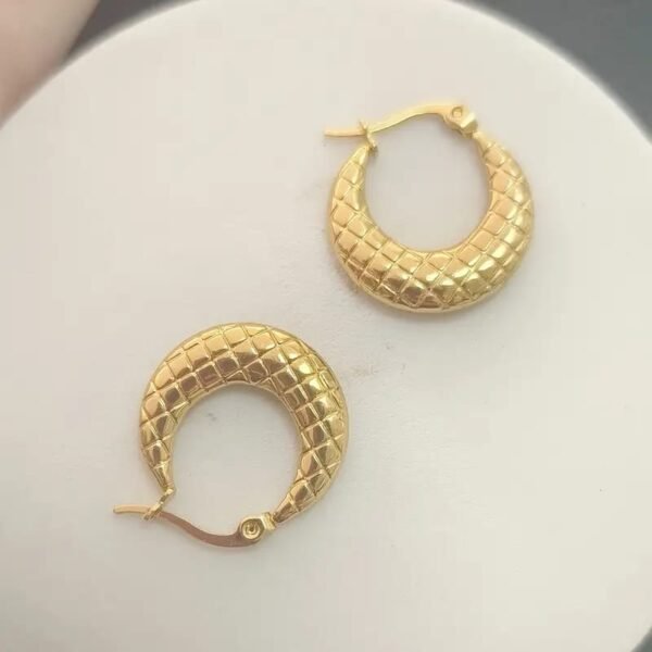 MFHE-12-Textured Hoop Earrings - Image 3