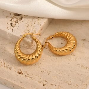 MFHE-12B-Textured Hoop Earrings