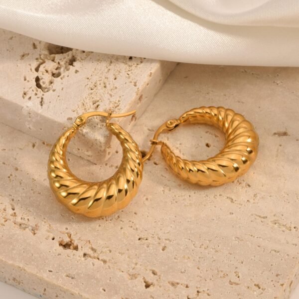 MFHE-12B-Textured Hoop Earrings