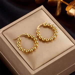 MHFE-10B-Gold Beaded Earrings