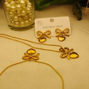 MHF-PNJ-01-Bow Motive Pendant+Earrings
