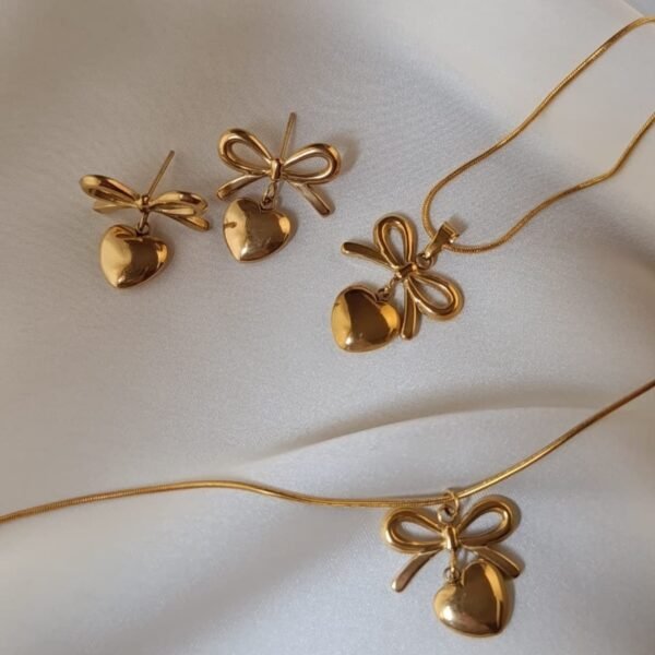 MHF-PNJ-01-Bow Motive Pendant+Earrings - Image 2