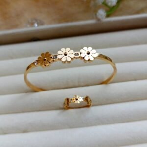 MHFB-10-Flower Bracelet with Diamond Accents