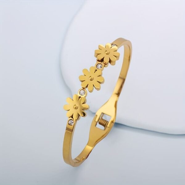 MHFB-10-Flower Bracelet with Diamond Accents - Image 2